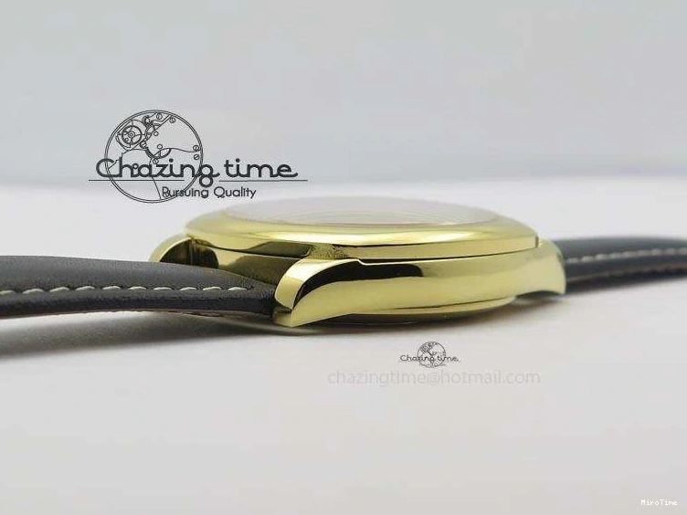 MiroTime 0114 Stylish Cellini Date YG White Stick Dial On Black Leather Strap A 3881